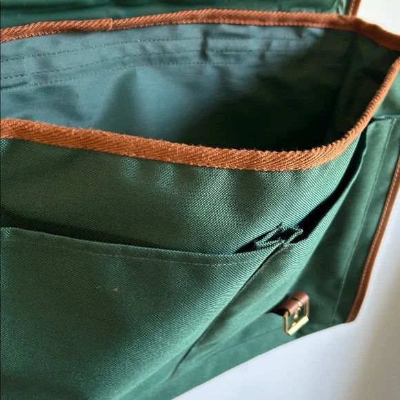 Vintage 90s Ralph Lauren Pony Logo Leather Trim Briefcase Messenger Bag - Picture 5 of 7